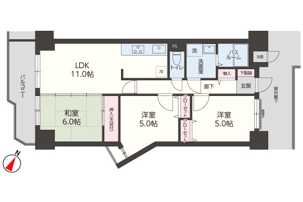 三島市萩中古マンション　間取り図